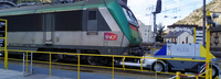 Véhicule VLEX rail-route chez Fret SNCF dans les Alpes françaises